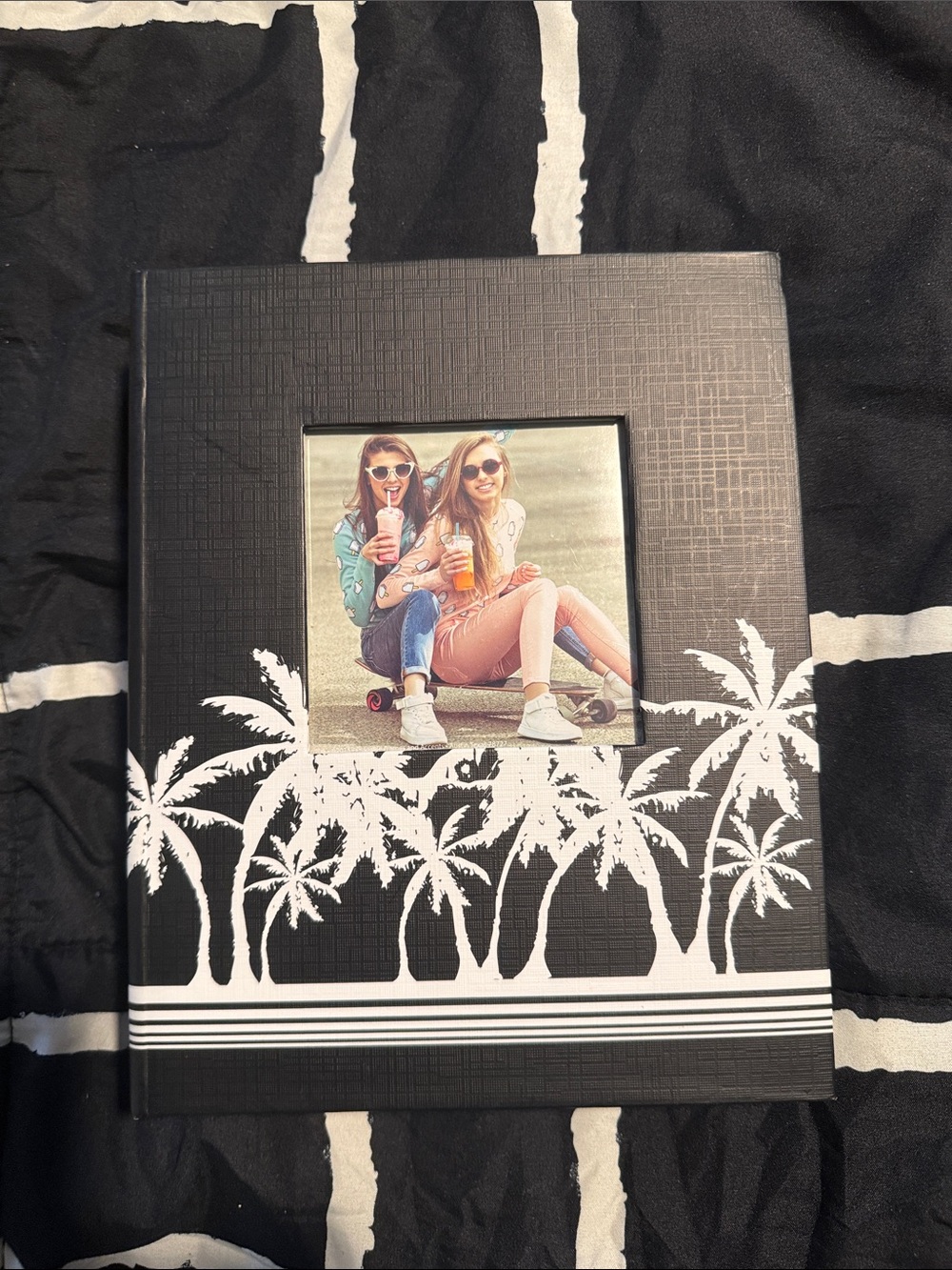 Black Palm Tree Photo Album with White Silhouette Accent